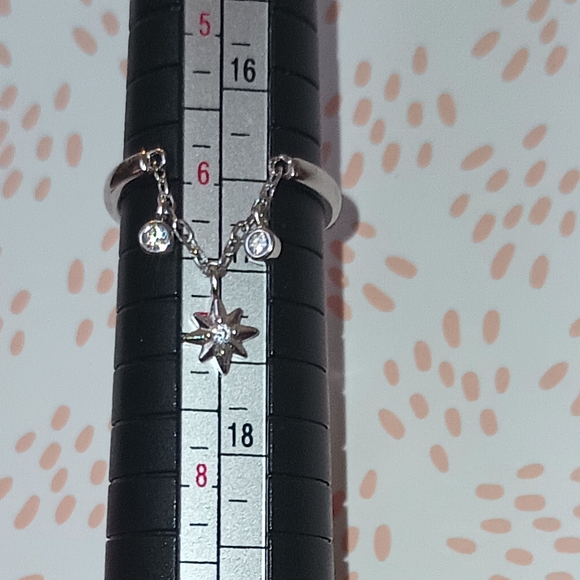 925 Sterling Silver Star Charm Ring - Picture 5 of 12